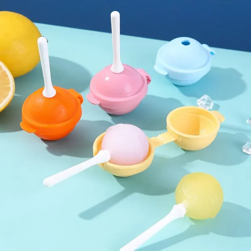Silicone Lollipop Ice Ball Mold – DIY Popsicle Maker 4-Pack Ice Cream Mold Babs