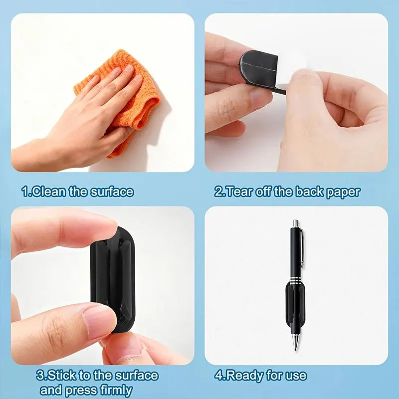 Silicone Self-Adhesive Pen Holder – Wall & Desk Storage 3/6 Pack Pen Holder Organizer Babs