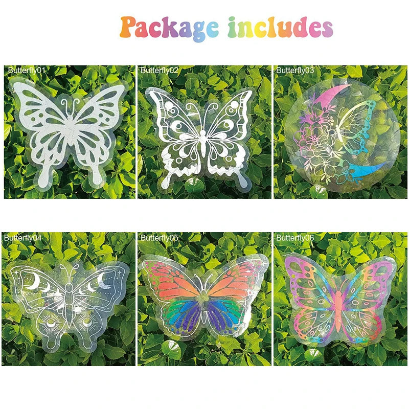 6-Piece Rainbow Suncatcher Window Stickers – PVC Glass Decals Window Suncatcher Stickers Babs Butterfly