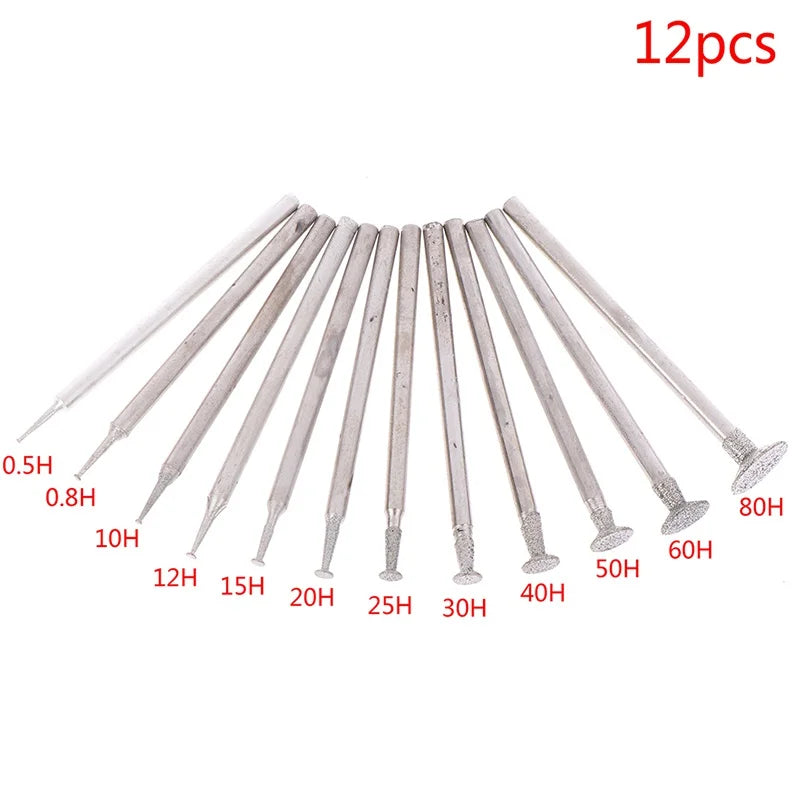 12Pcs Diamond Grinding Burr Set – 2.3mm Rotary Tool Bits Rotary Tool Burr Set Babs 12pcs