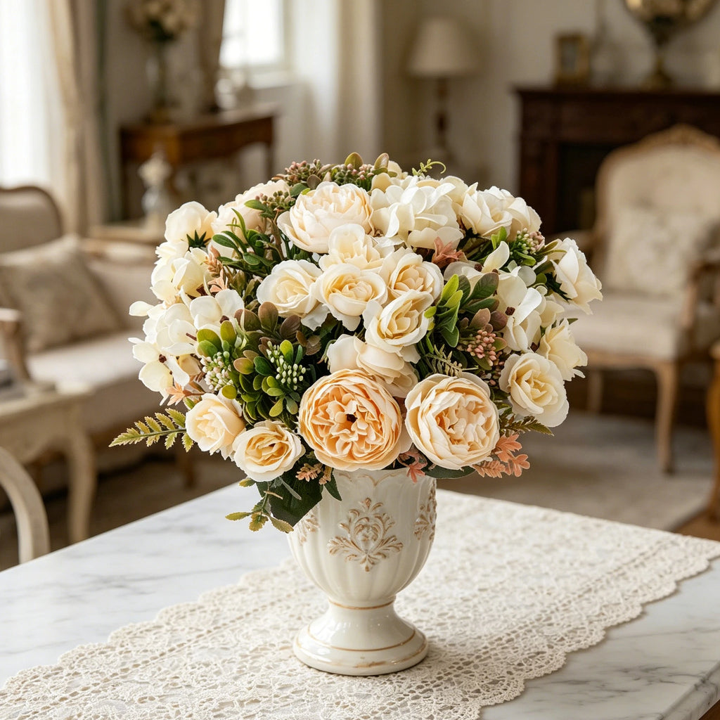 Artificial Silk Peony & Hydrangea Bouquet | Wedding Home Decor Artificial Flower Bouquet Babs