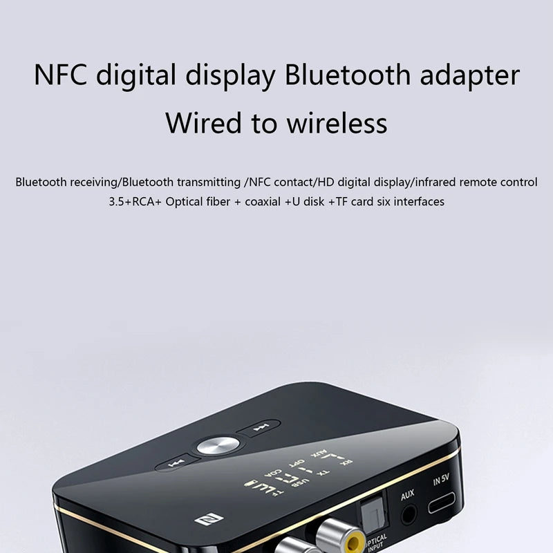 Bluetooth 5.0 RCA Audio Receiver Transmitter – NFC, AUX, 2-in-1 Bluetooth Audio Adapter Babs