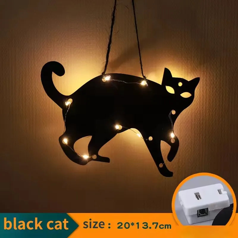 10 LED Halloween Hanging Decoration – Castle, Witch & Ghost Halloween Hanging Decor Babs G
