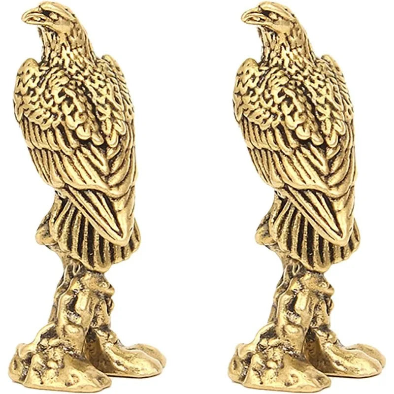 2PCS Brass Eagle Figurines – Gold Mini Animal Statues Home Decor Brass Animal Figurine Babs 2PCS