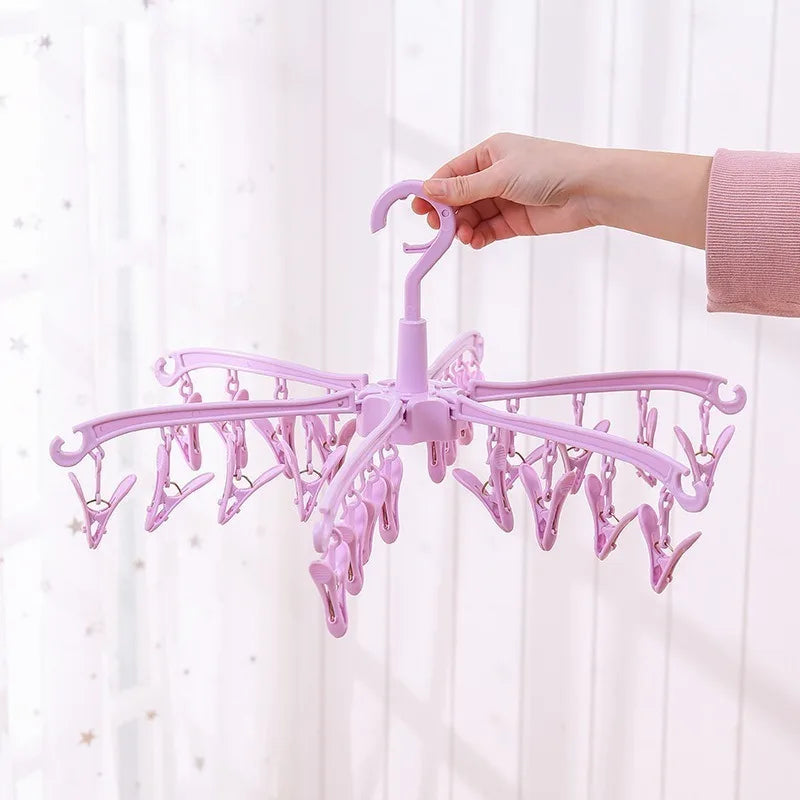 24-Clip Folding Clothes Drying Rack – Windproof Laundry Hanger Clothes Drying Rack Babs