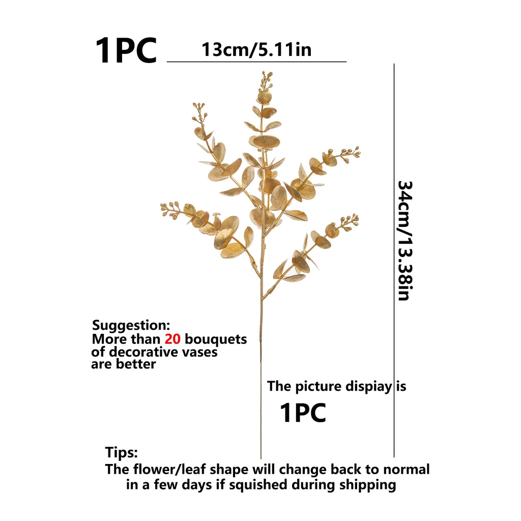 Artificial Eucalyptus Leaves Gold Decor – Wedding & Home Styling Artificial Floral Stems Babs