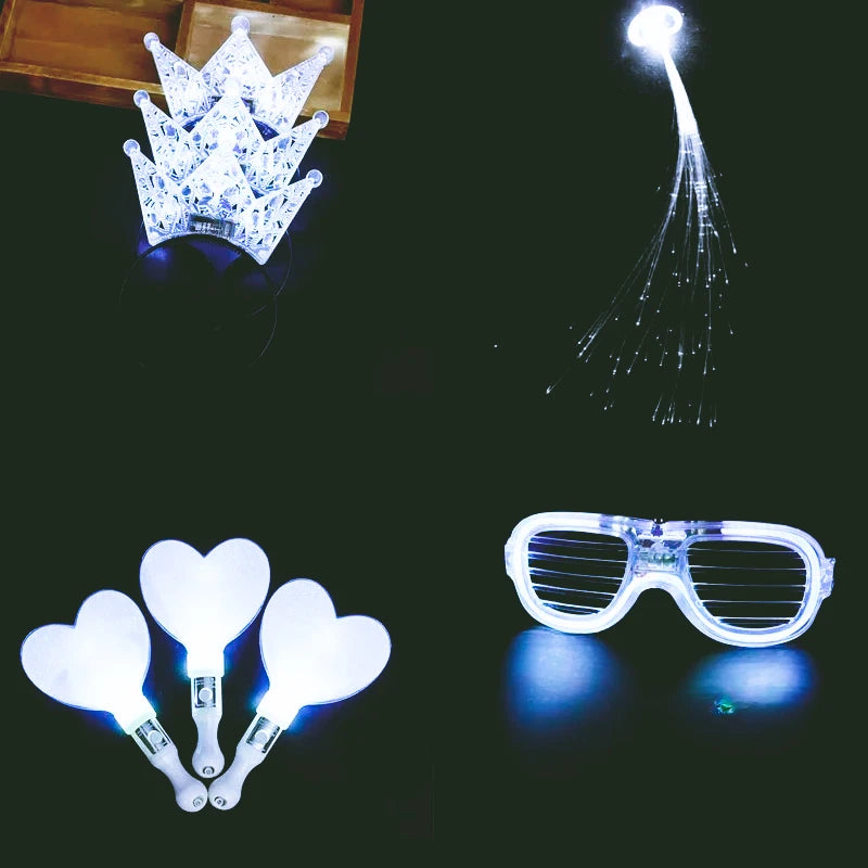 10pcs LED Glow Wand, Glasses & Headband Party Props Set LED Party Props Babs mix colors