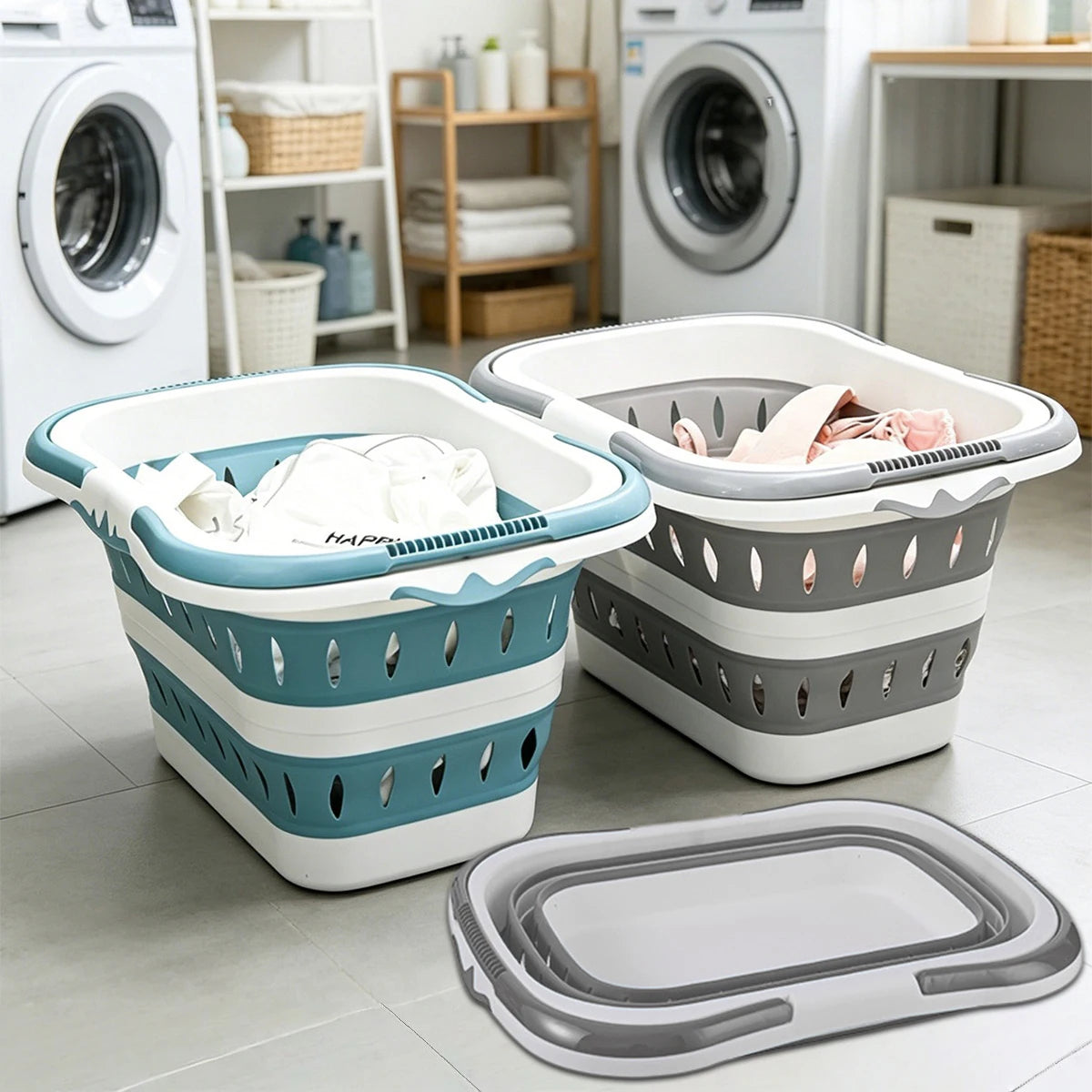Foldable Collapsible Oval Laundry Basket with Handles Laundry Basket Babs