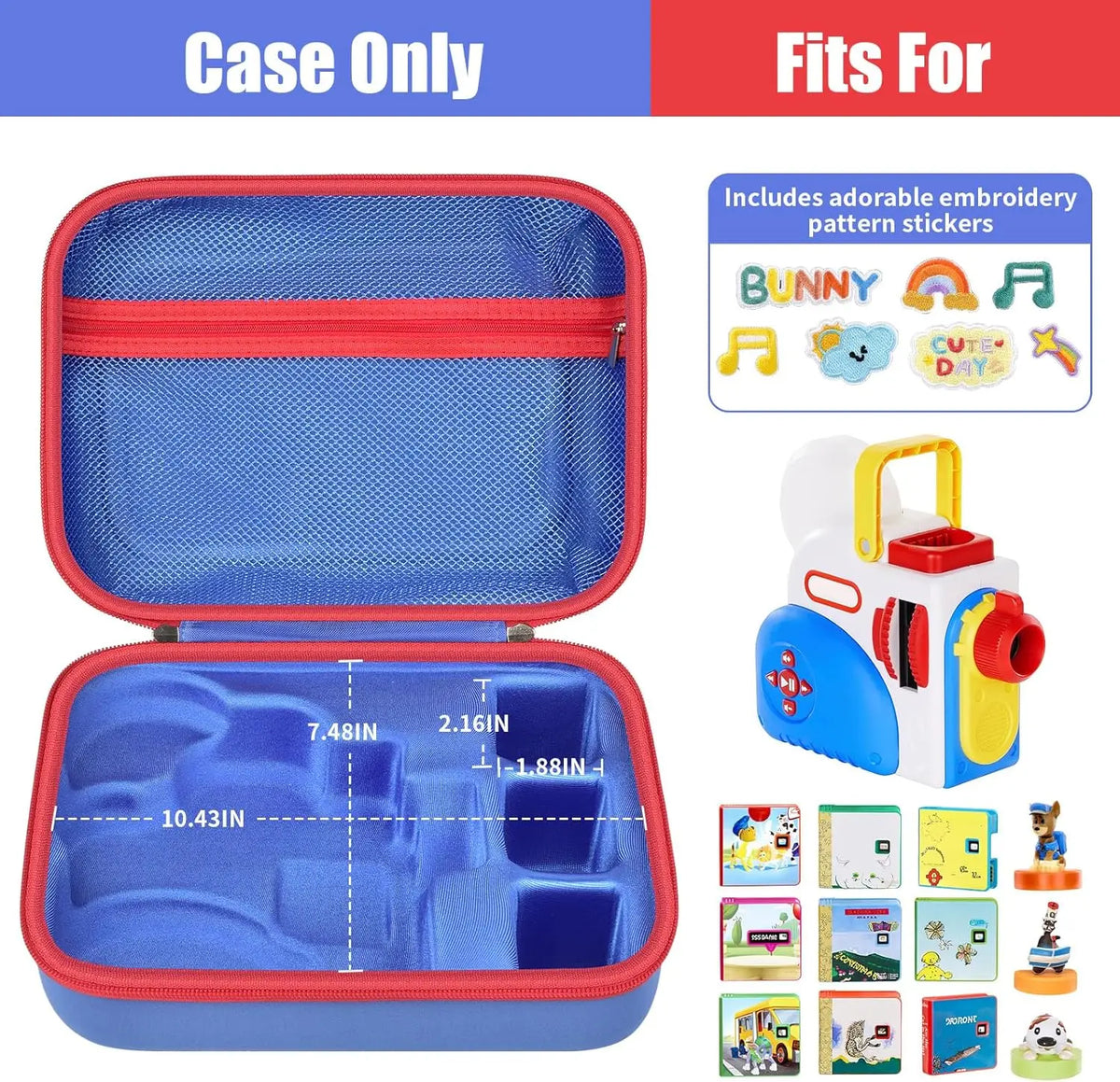 Little Tikes Story Dream Machine Storage Case + 5 DIY Patches Toy Storage Case Babs Blue Letters