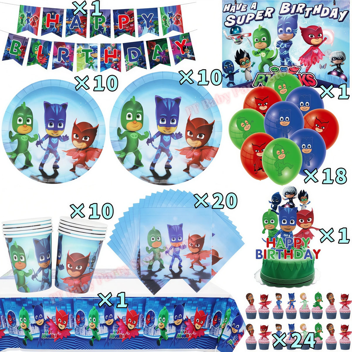 Superhero Birthday Party Supplies – Plates, Cups, Balloons & Banner Party Decoration Set Babs 96pcs