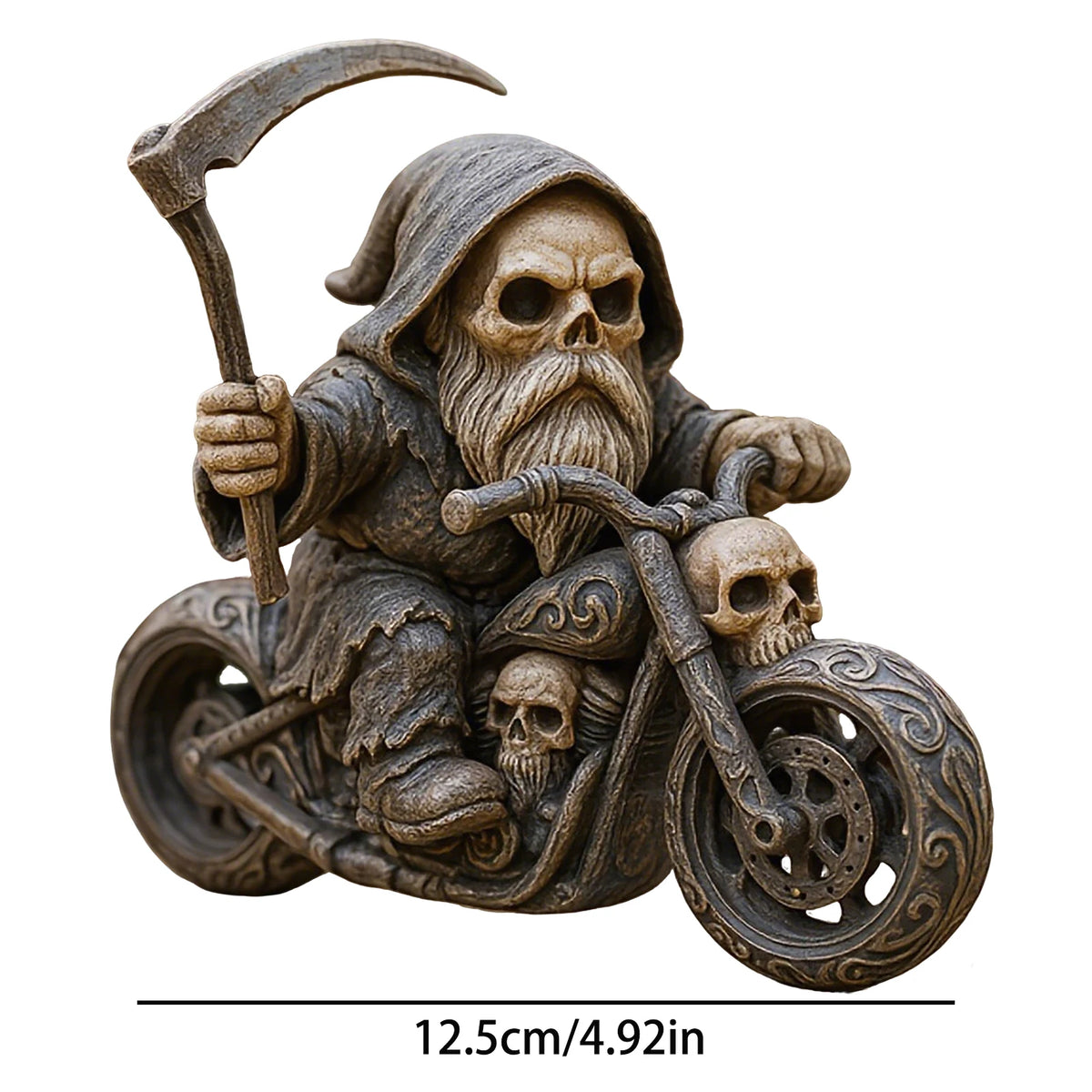 Skeleton Grim Reaper Motorcycle Gnome Resin Garden Statue Garden Gnome Statue Babs