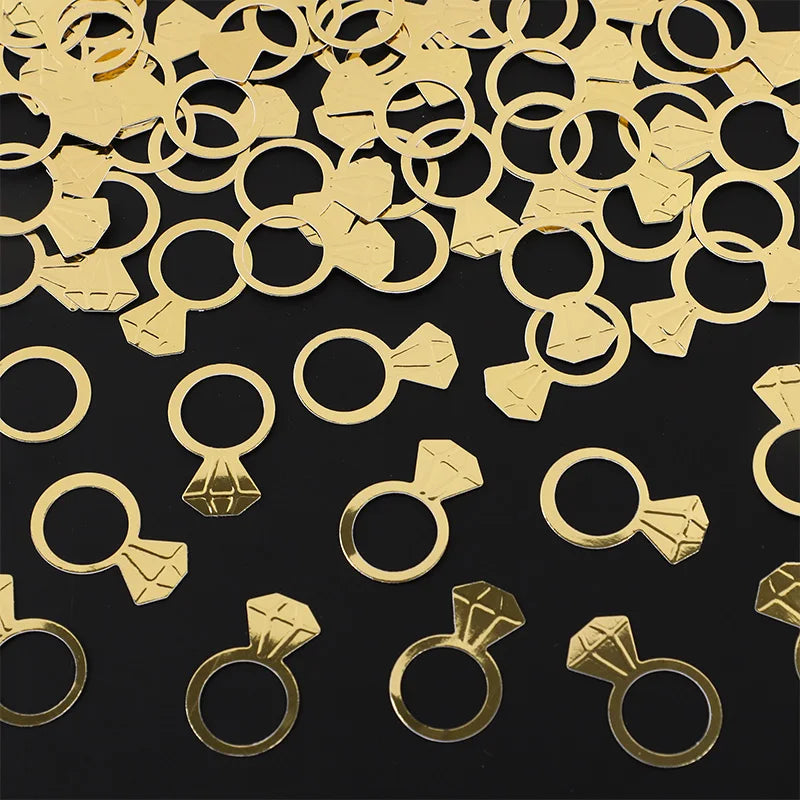 Golden Diamond Ring Confetti for Wedding & Bridal Party (50/100pcs) Party Confetti Decor Babs