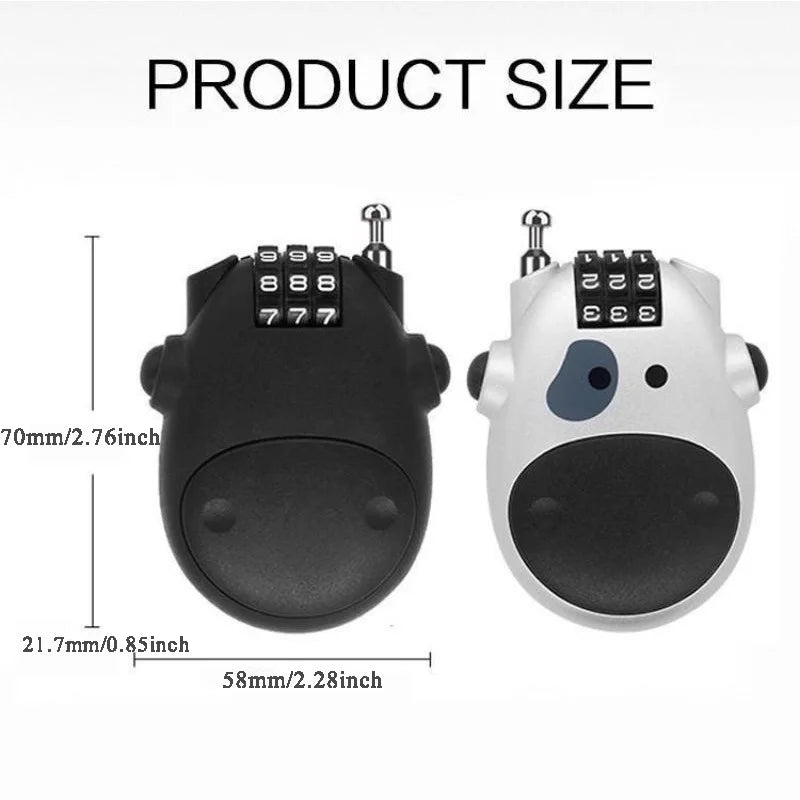 Retractable Steel Cable Combination Lock – Bike & Luggage Cable Combination Lock Babs