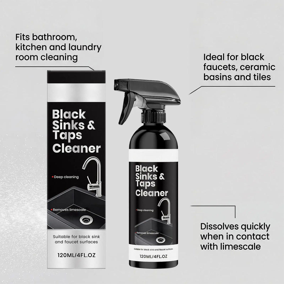 Hard Water Stain Remover Spray 120ml – Metal Gloss Restorer Surface Stain Remover Babs