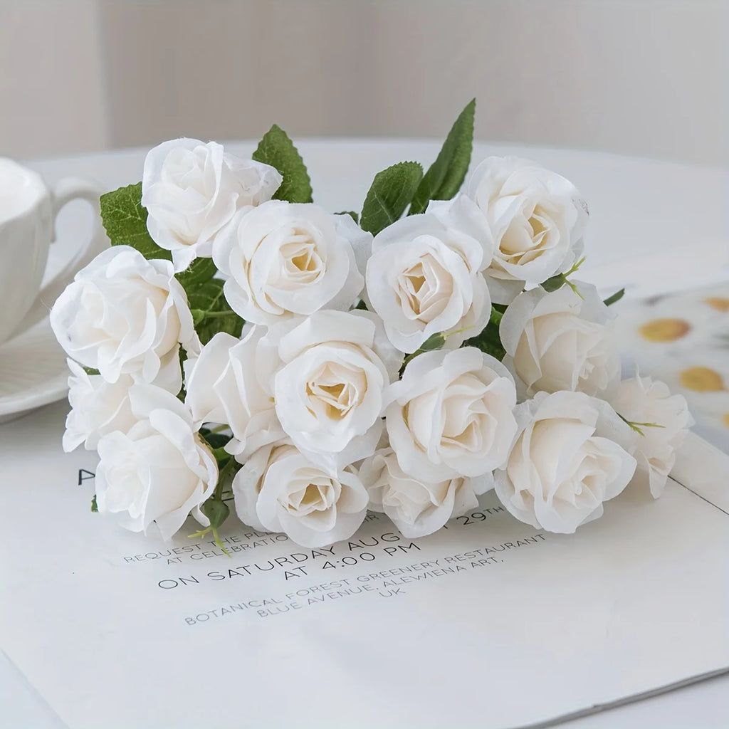 15-Head Silk Rose Bouquet – Wedding & Home Décor Flowers Artificial Flower Bouquet Babs