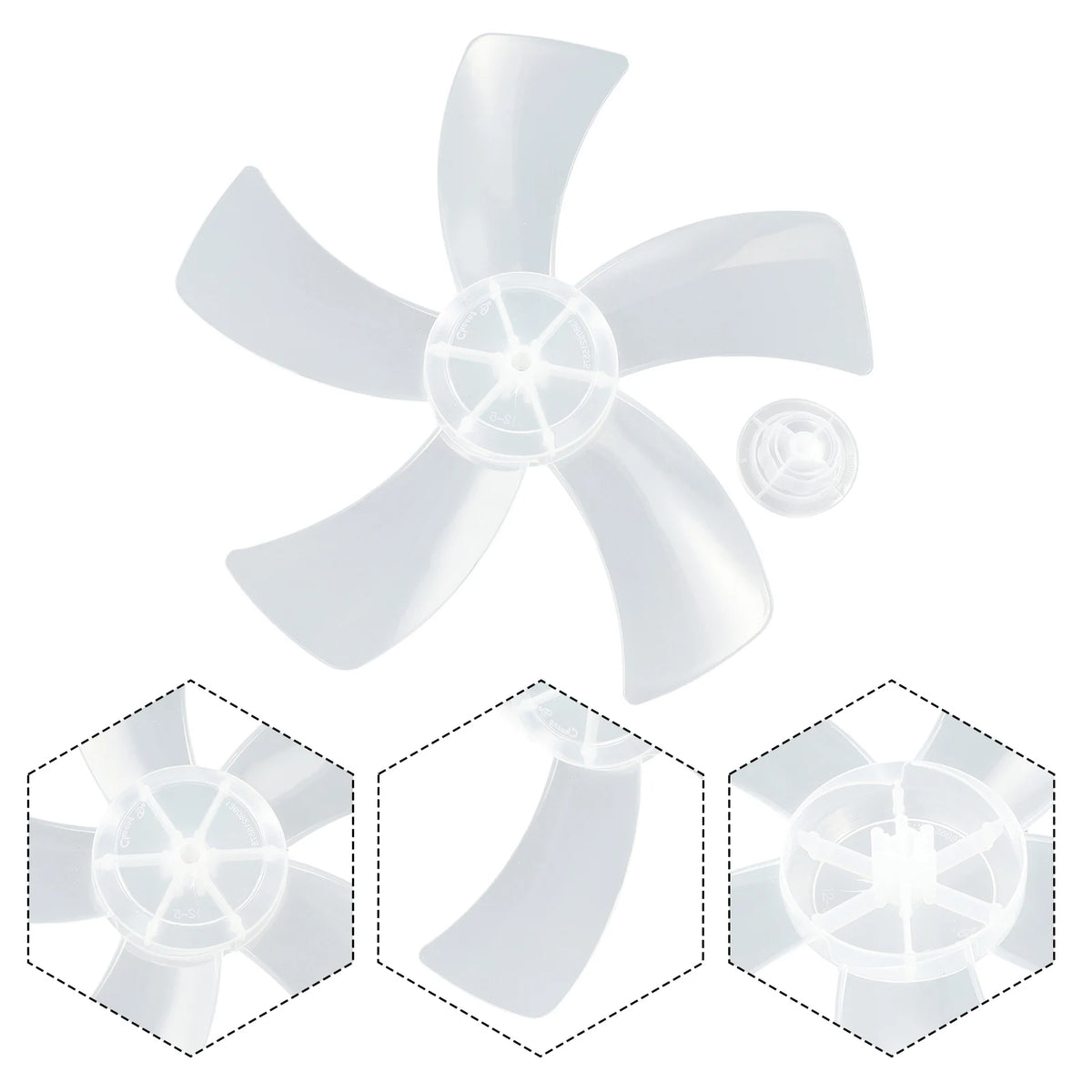 12-Inch 5-Leaf Replacement Fan Blade Set with Nut Cover Fan Blade Set Babs