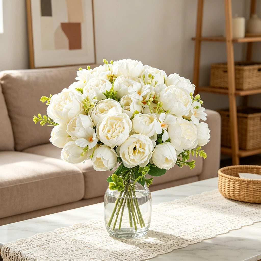 Silk Peony Rose Artificial Bouquet – Wedding & Home Decor Artificial Flower Bouquet Babs