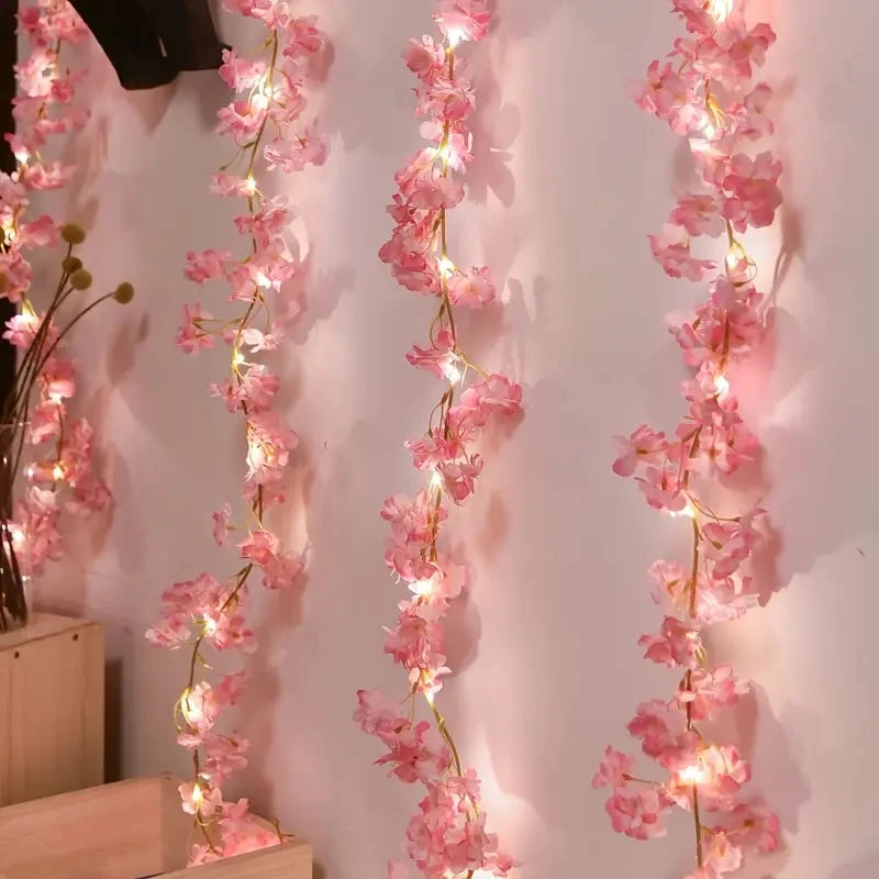 Cherry Blossom Vine String Lights – Battery Powered Floral Decor Floral String Lights Babs Pink 2M 20 LED