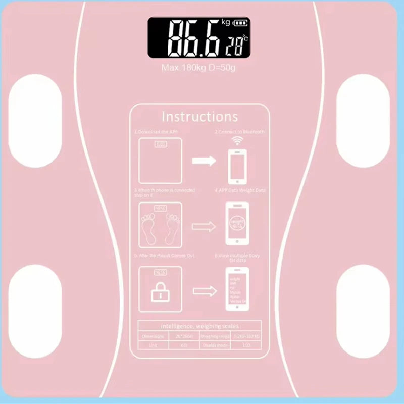 Bluetooth Smart Body Scale – Rechargeable Digital Weight Scale Smart Body Scale Babs Pink