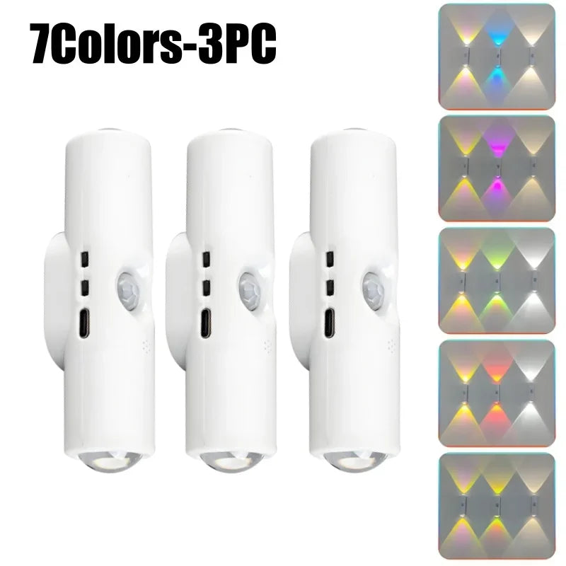 Magnetic RGB Night Light | Motion Sensor Rechargeable Wall Lamp RGB Night Light Babs 7Colors-3PC