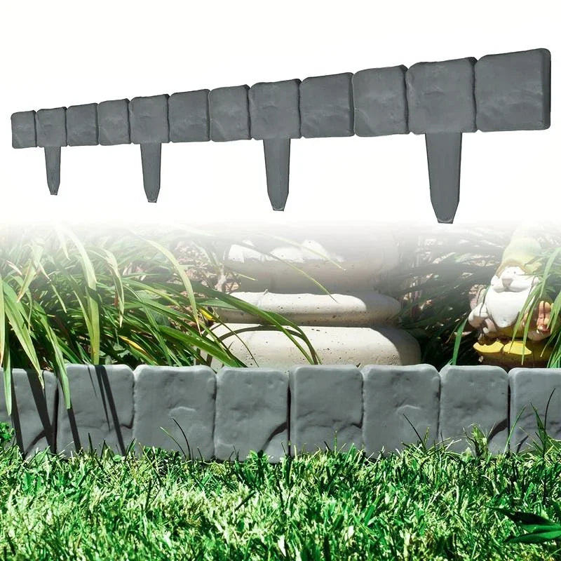 No-Dig Garden Edging Borders – Imitation Stone Lawn Fence 10/20Pcs Garden Edging Borders Babs