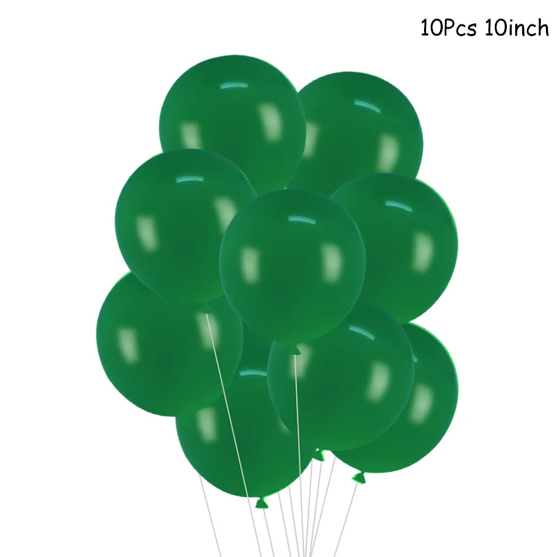 Jungle Safari Party Balloons – Green Latex & Foil Palm Leaf Set