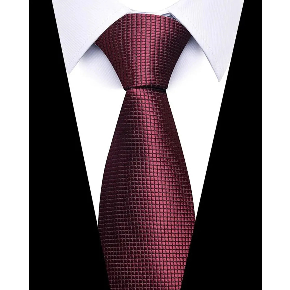 Red Paisley Necktie Handkerchief Cufflink Pin Set for Men Men's Necktie Set Babs Wine