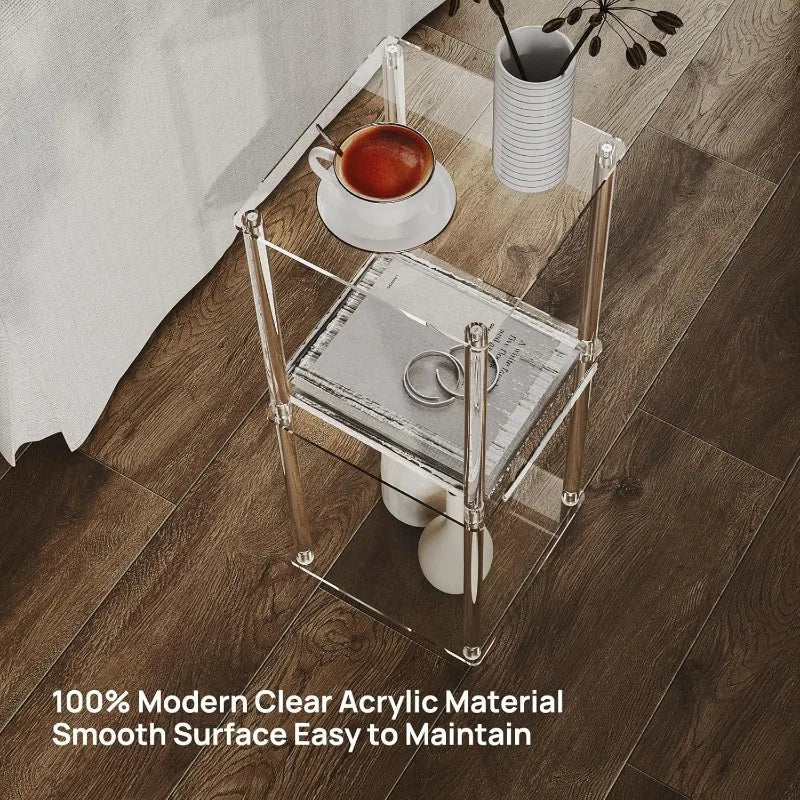 Acrylic Square Side Table – Modern Transparent Nightstand Acrylic Side Table Babs