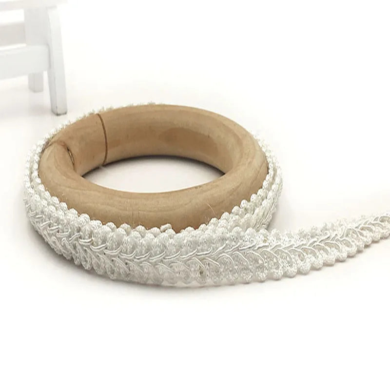5M Centipede Braided Cotton Lace Trim 12mm – DIY Sewing Ribbon Lace Trim Ribbon Babs white