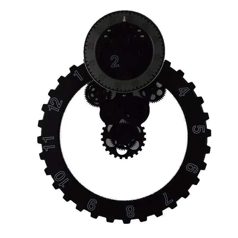 3D Gear Wall Clock – 20" Silent Metal Black Nordic Industrial Wall Clock Babs