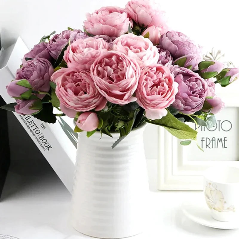 Silk Rose Peony Artificial Flowers – Wedding & Home Décor Artificial Flower Bouquet Babs