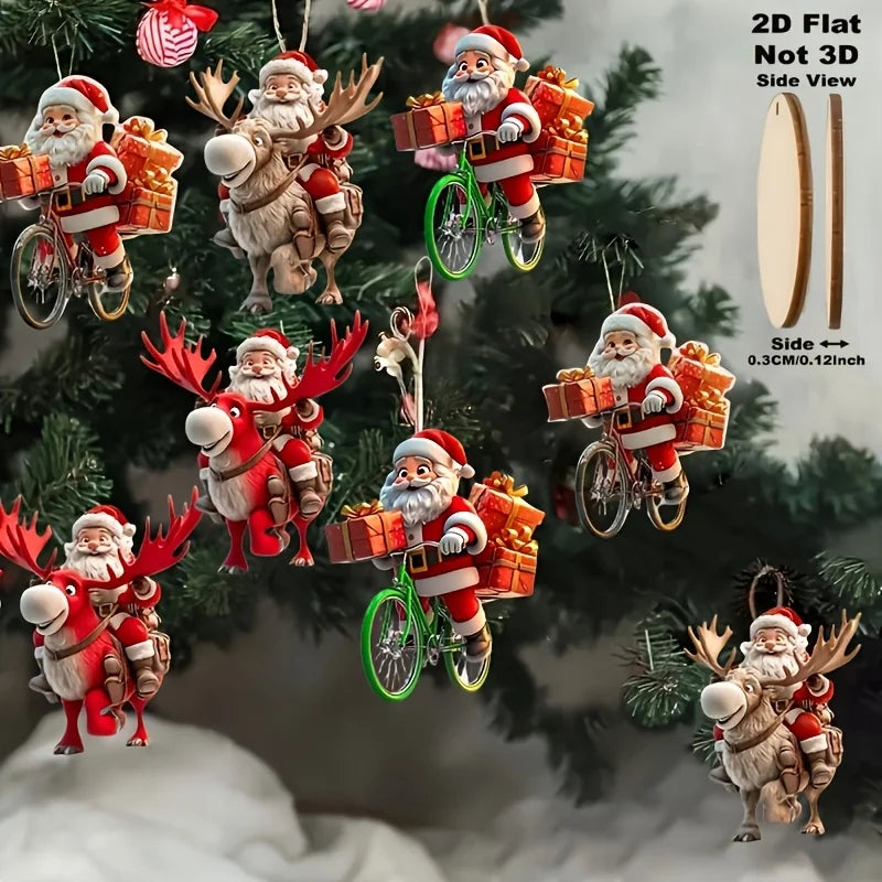 Christmas Wooden Santa Bicycle Pendants – 8/16/24 Pcs Ornaments Christmas Tree Ornaments Babs