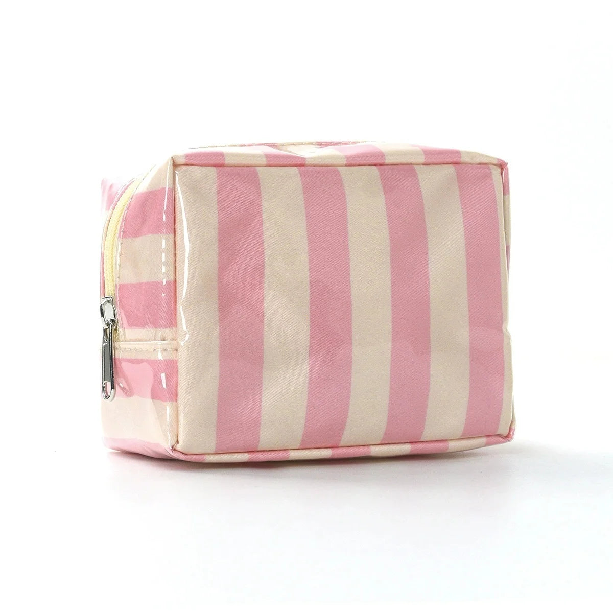 Striped Mini Makeup Bag with Zipper – Cute Cosmetic Pouch Cosmetic Pouch Babs Pink Beige