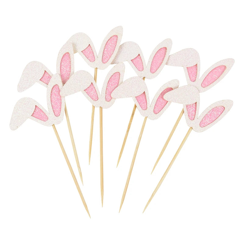 12pcs Easter Bunny Ears Cupcake Toppers & Cake Food Picks Cupcake Toppers Babs