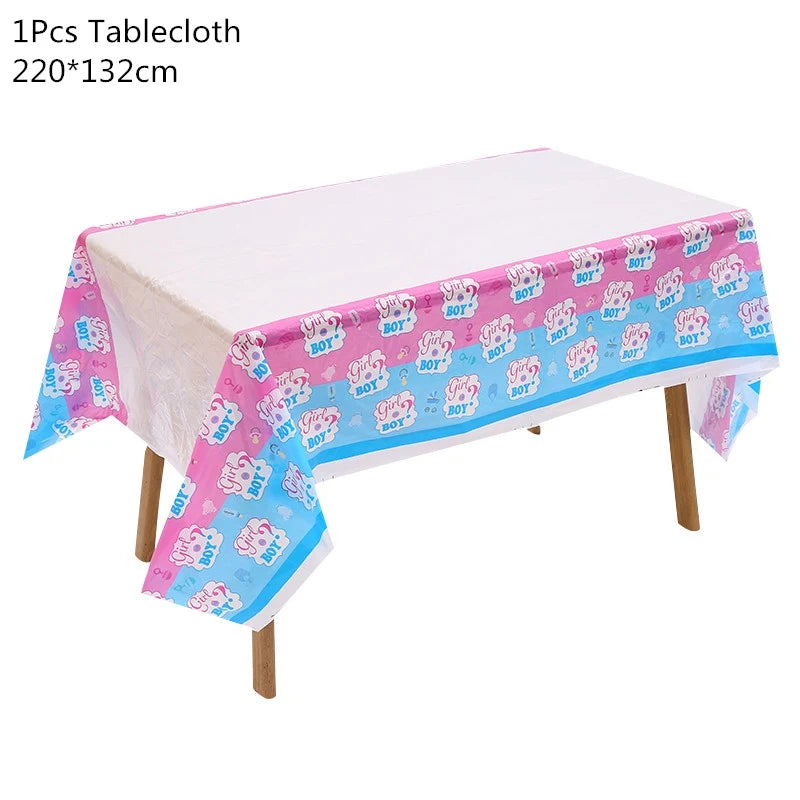Gender Reveal Disposable Tableware Set – Baby Shower Party Disposable Tableware Set Babs 1pcs tablecloth