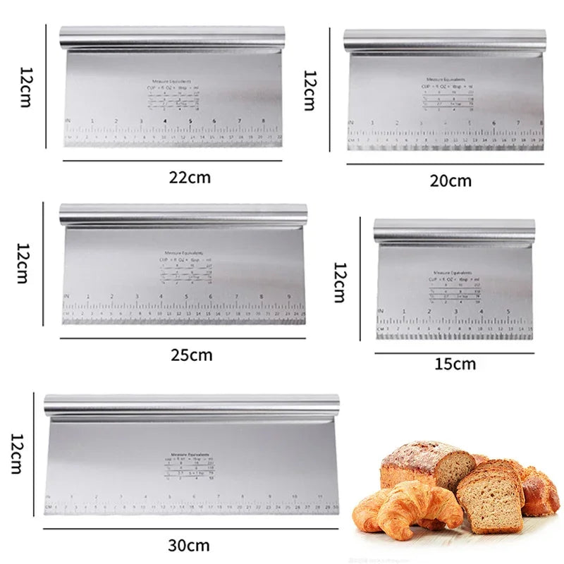 Stainless Steel Cake Scraper & Dough Cutter with Measuring Scale Dough Cutter & Scraper Babs