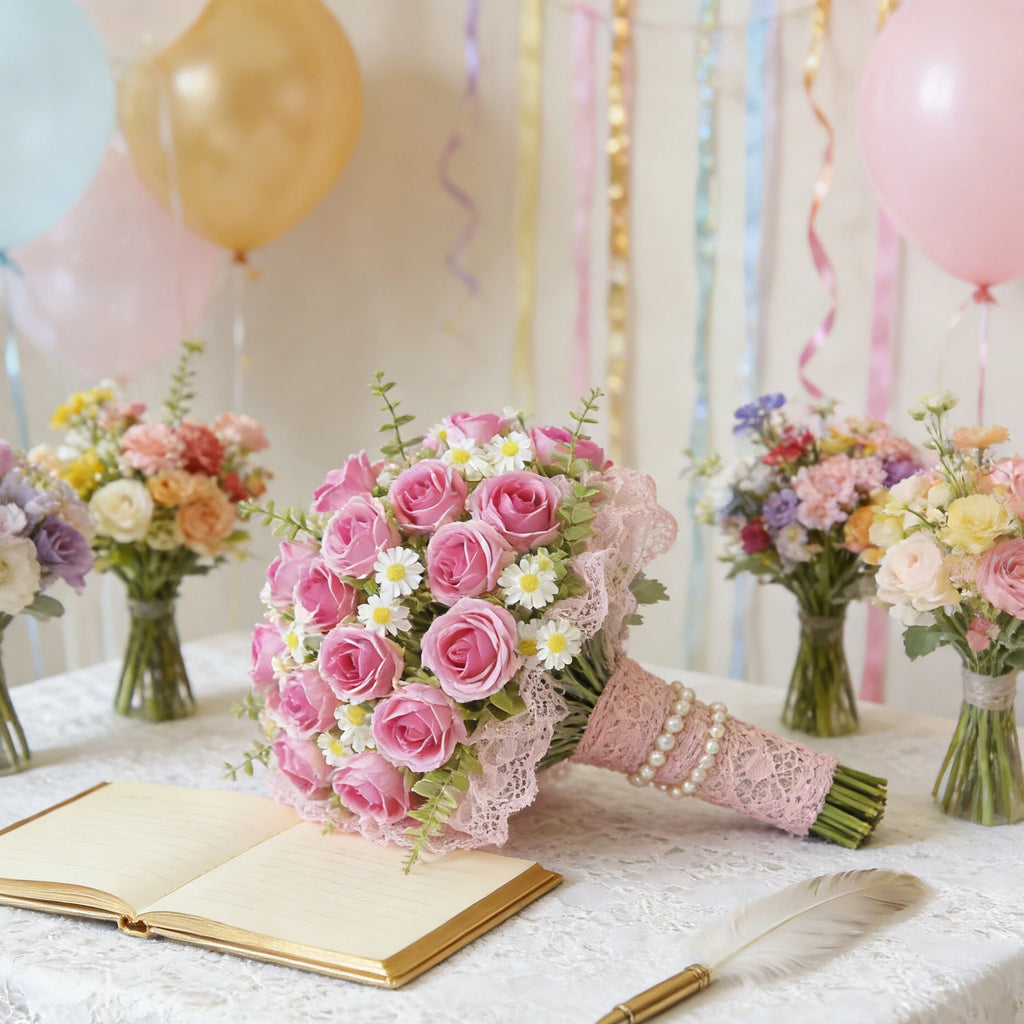 Silk Rose Artificial Bouquet – Wedding, Home & Party Décor Artificial Flower Bouquet Babs