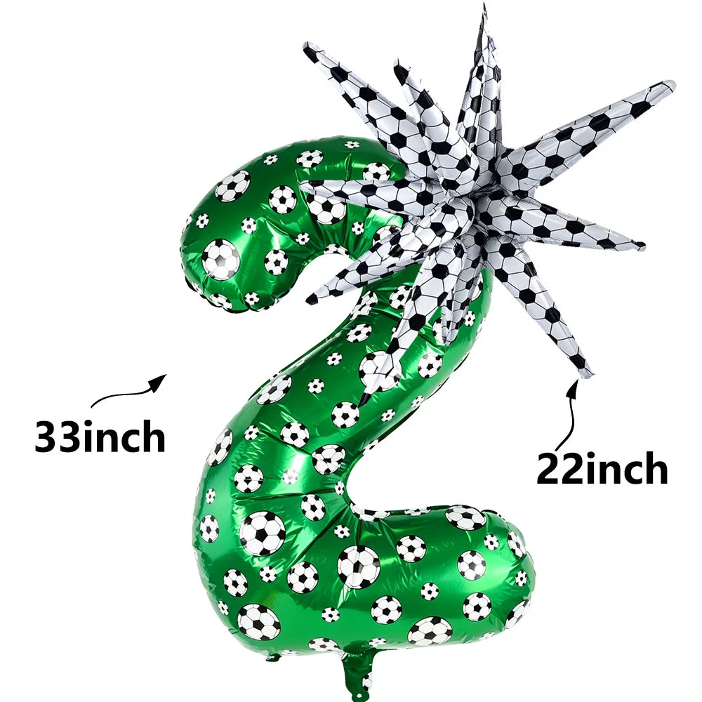 Green Soccer Number Foil Balloons Set 0-9 | Football Party Decor Party Foil Balloons Babs B number-2 As pictures show