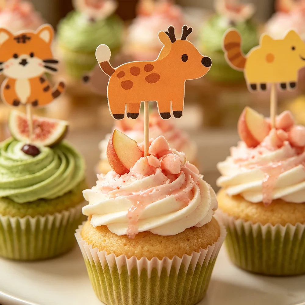 Jungle Safari Animal Cake Toppers & Cupcake Picks – Party Decor Cake Toppers Babs