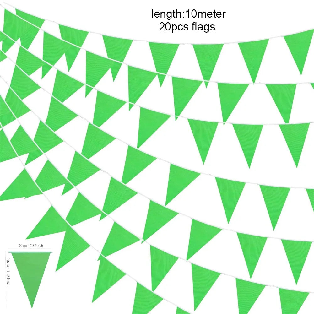 Red Triangle Pennant Bunting Banner – Waterproof Party Flags Party Bunting Banner Babs green 10m 20pcs