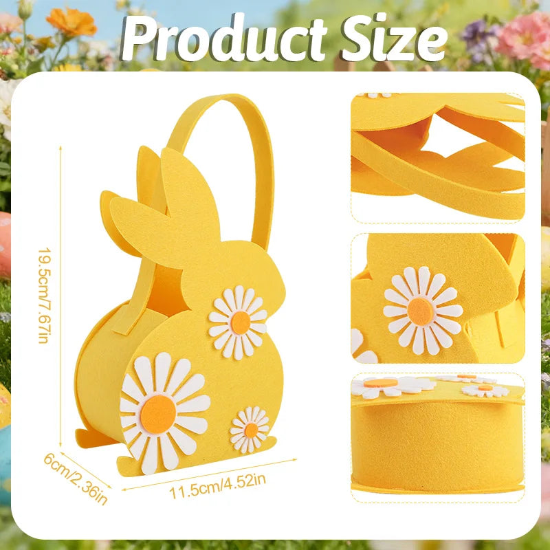 Easter Bunny Felt Basket – Kids Candy Tote & Egg Hunt Bag Easter Felt Basket Babs