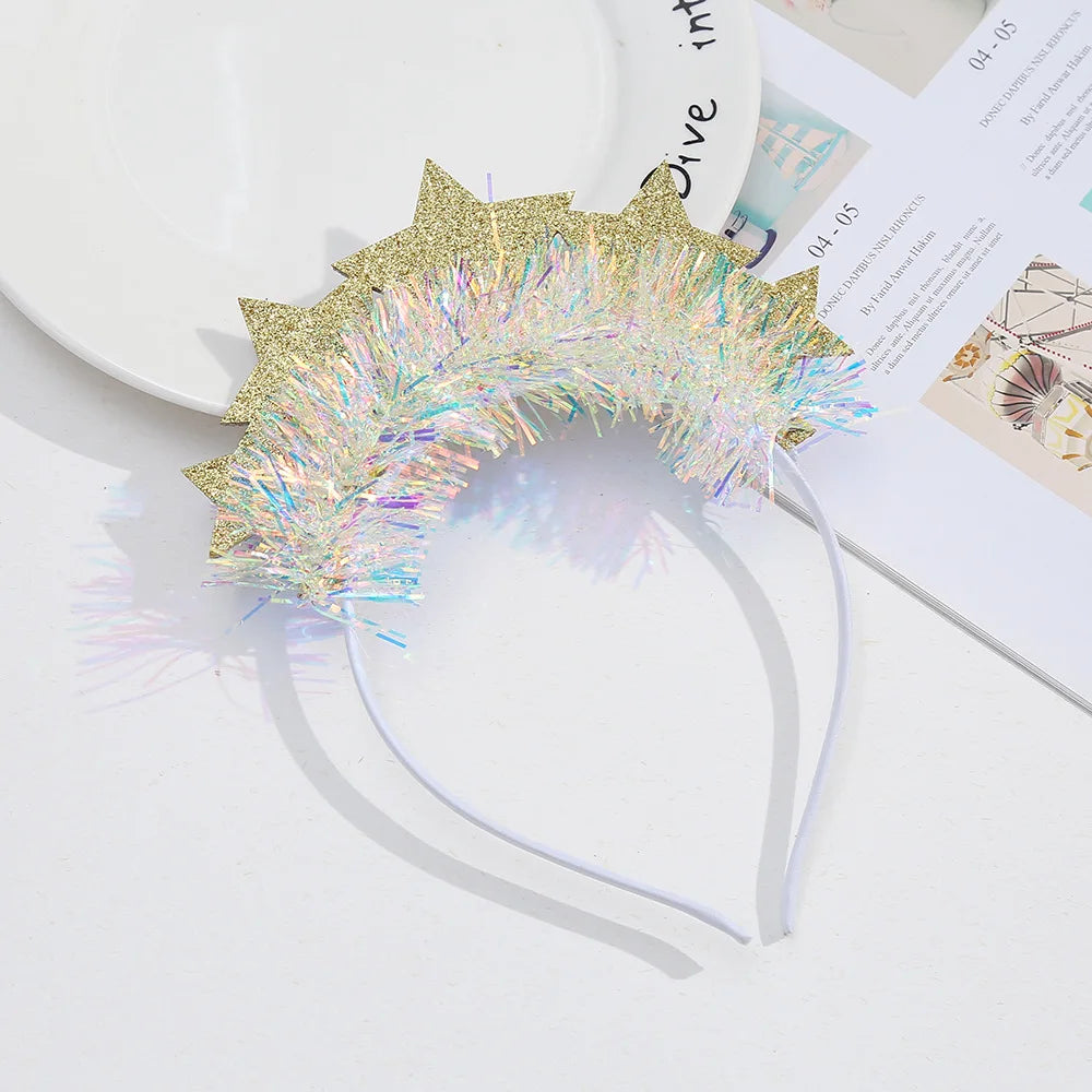 Sparkly Tinsel Pom-Pom Party Headbands for Kids – 12 Pack Party Headband Set Babs 7