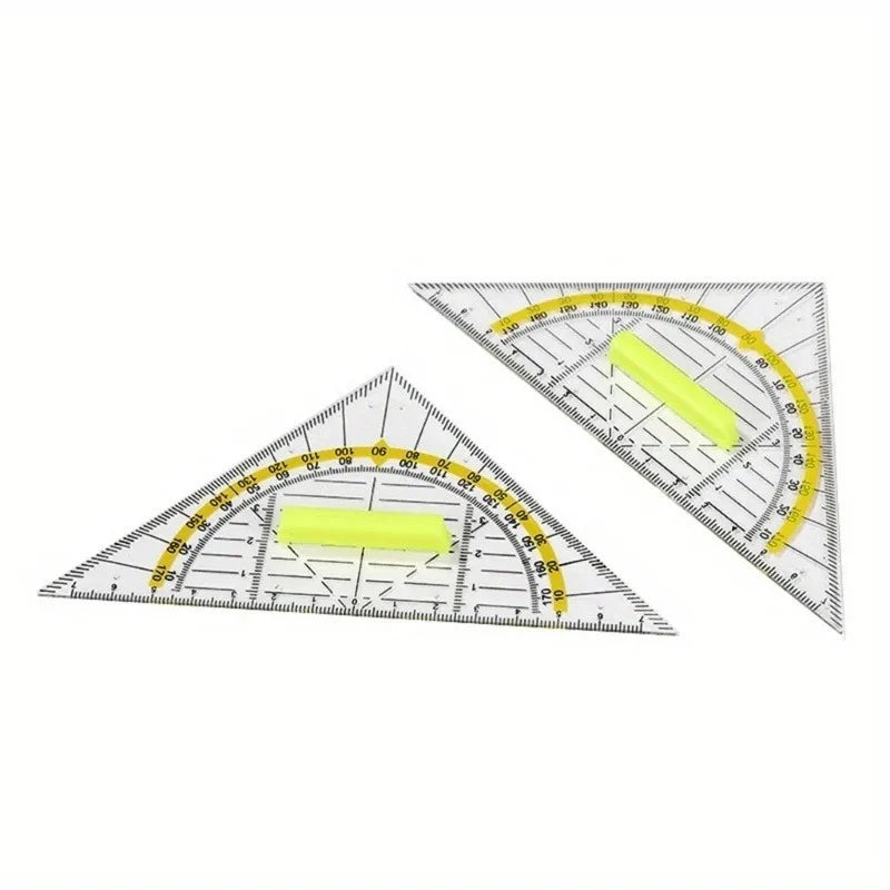 Transparent Protractor & Triangle Ruler Set – Shatterproof Plastic Ruler & Protractor Set Babs