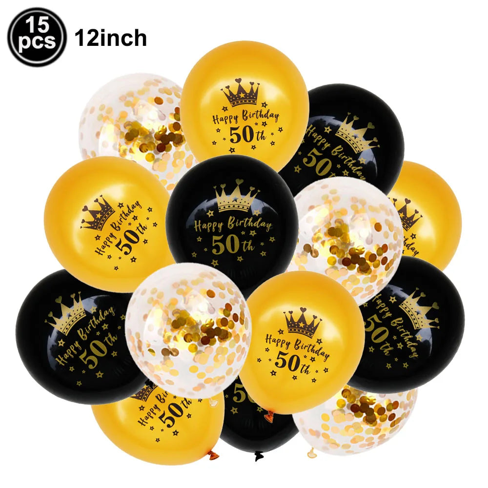 30/40th Birthday Balloon Set – Black Gold Foil & Confetti Decor Party Balloon Set Babs 50th 1 As show