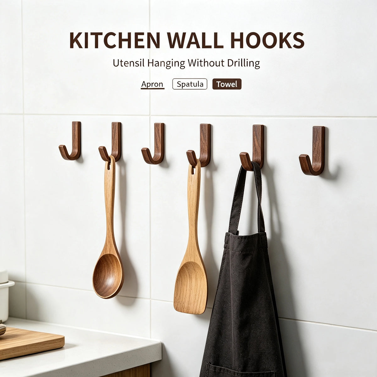 Self-Adhesive Wooden Wall Hook for Keys, Coats & Towels Wall Hook Babs