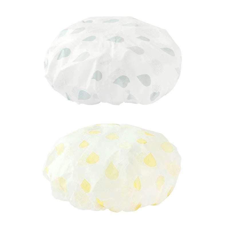 Women's Luxury Reusable Shower Cap – Eco-Friendly Bath & Swim Reusable Shower Cap Babs 2pcs-Blue Apricot