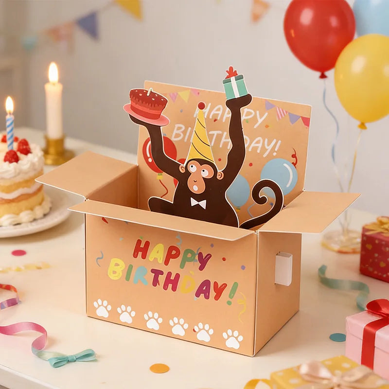 3D Pop-Up Happy Birthday Card – Handmade Paper Greeting Card Pop-Up Greeting Card Babs