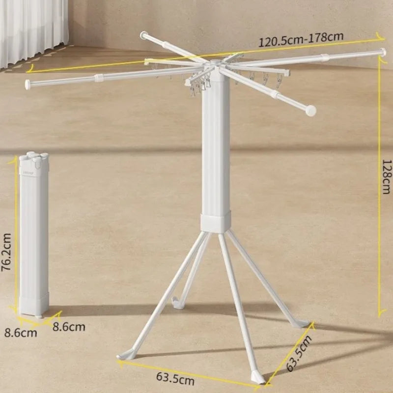 Retractable Folding Clothes Drying Rack – Floor Standing Hanger Clothes Drying Rack Babs White