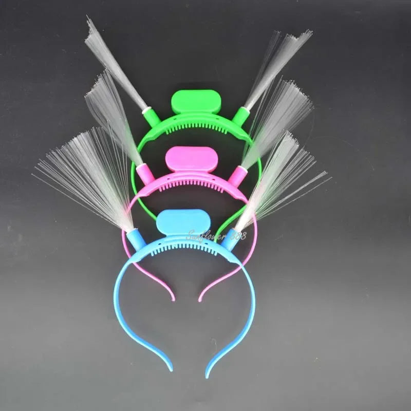 15-Pack LED Optical Fiber Flashing Headbands – Glow Party LED Glow Headband Babs