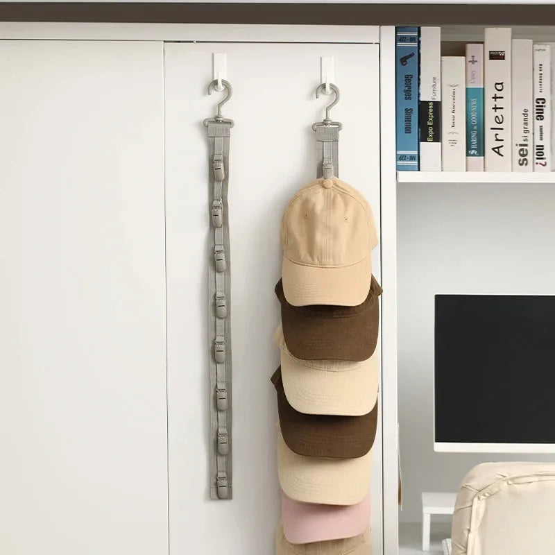 Hat Rack Hanging Rope with Clips – Baseball Cap Organizer Hat Rack Organizer Babs Khaki